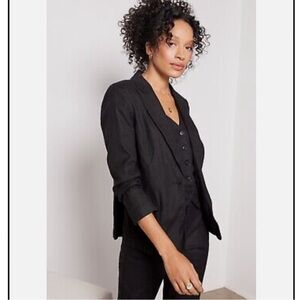 NWT Evereve Brandi Blazer Jacket. Black linen blend. Womens XS.